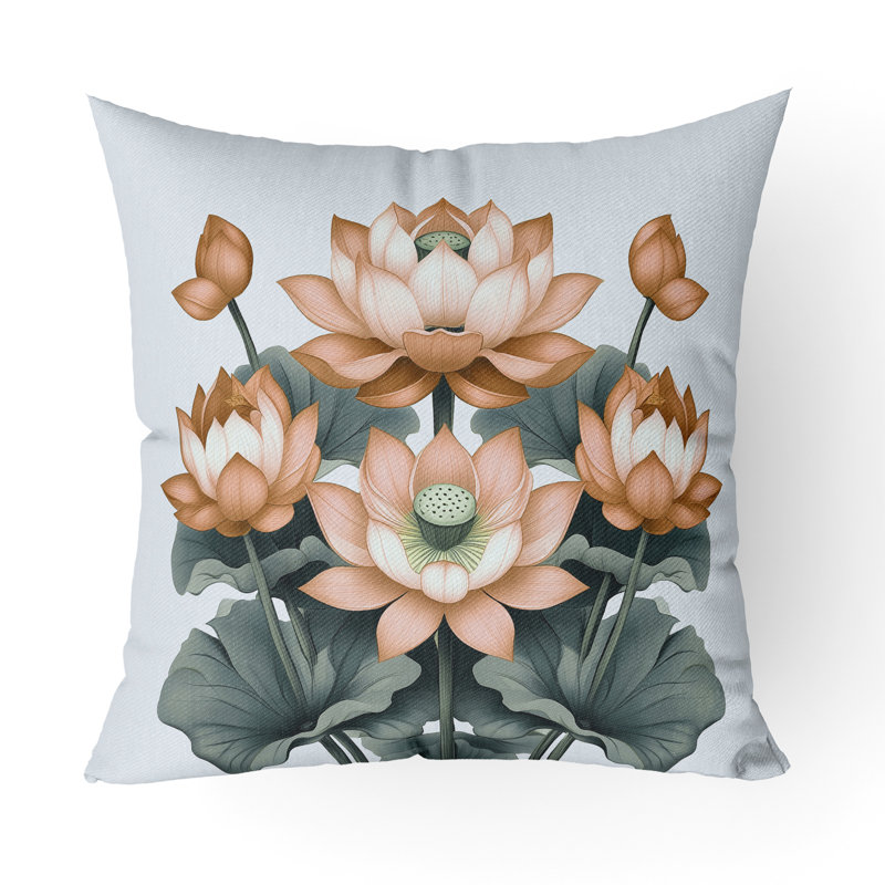 Ajanta Lotus Art Intérieur/Extérieur 26x26, Carré 26 po, Blue/Peach