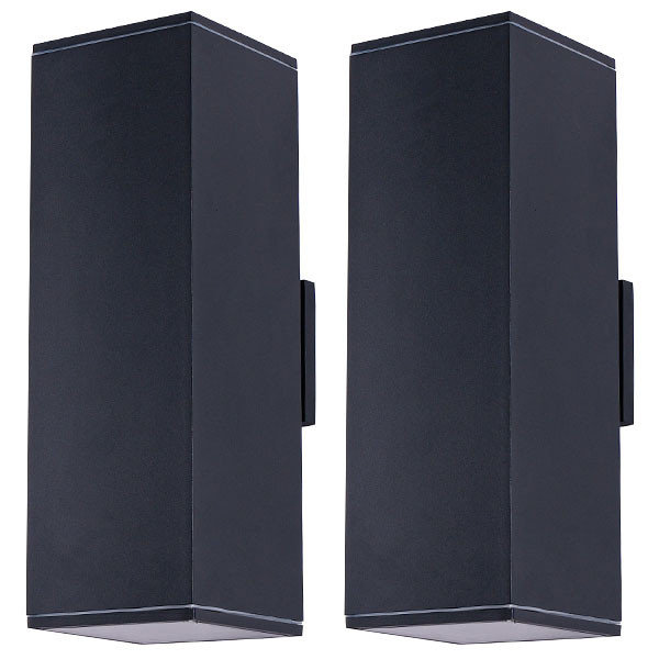 Applique murale d'extérieur imperméable en aluminium 4 sable noir, H 17,7 po x l 7,9 po x P 5,9 po, 2