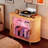 55in Large Record Player Stand with Charging Station & LED Light, Natural Oak-216852014-216852015