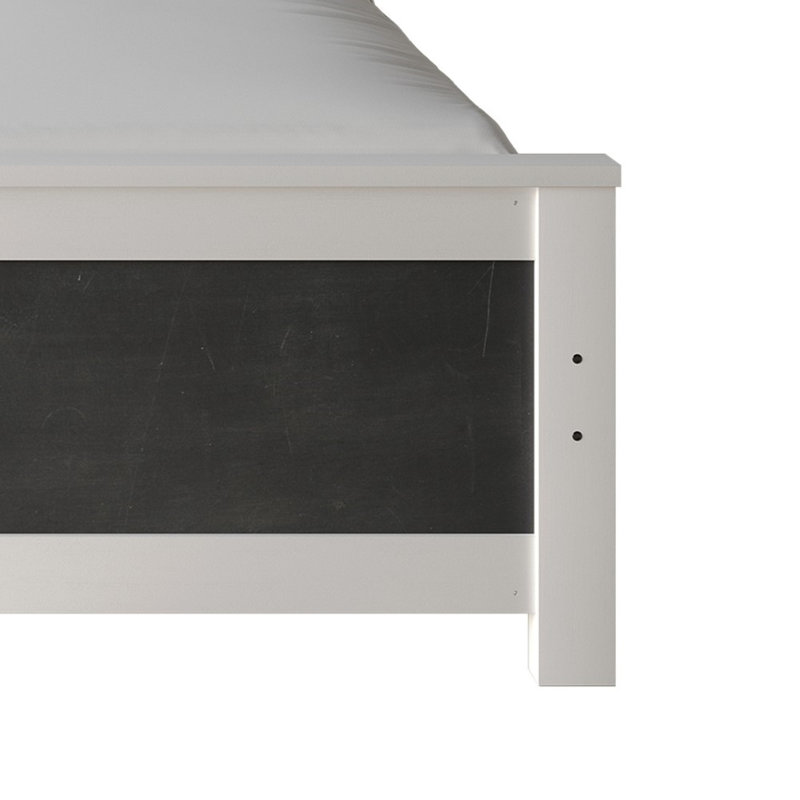 Lit plateforme en bois blanc, Blanc