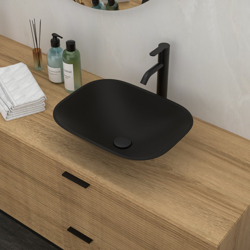 Lavabo vasque en verre trempé artistique noir mat - comprend robinet et bonde escamotable