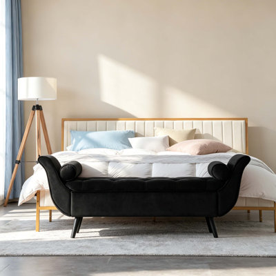 Mid-Century Tufted Velvet Storage Ottoman Bench with Lift-Top Hidden Compartment, Retro Upholstered End-of-Bed Bench for Bedroom, Entryway & Living Ro