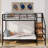 A Full-Sized Over Full-Sized Metal Bunk Bed, Equipped With A Lateral Storage Ladder And A Wardrobe-1154517011-1174173067