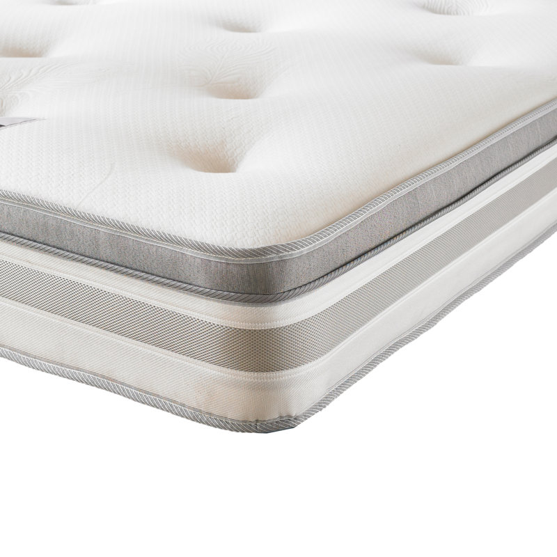 Asia Upholstered Divan Bed with Mattress, Silver Linen, Double (4'6), No Storage