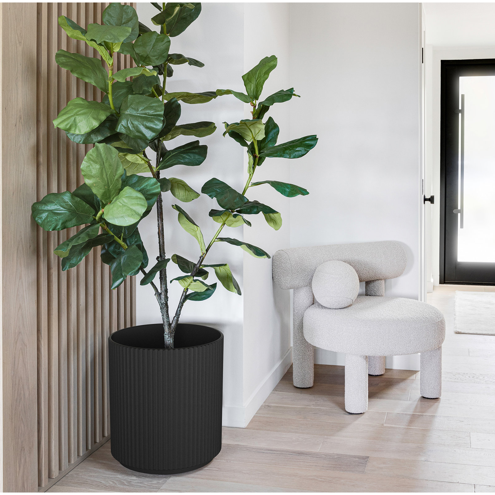 Demi Series 19" Pot Planter, Black, 1, 19.75" H x 18.5" W x 18.5" D