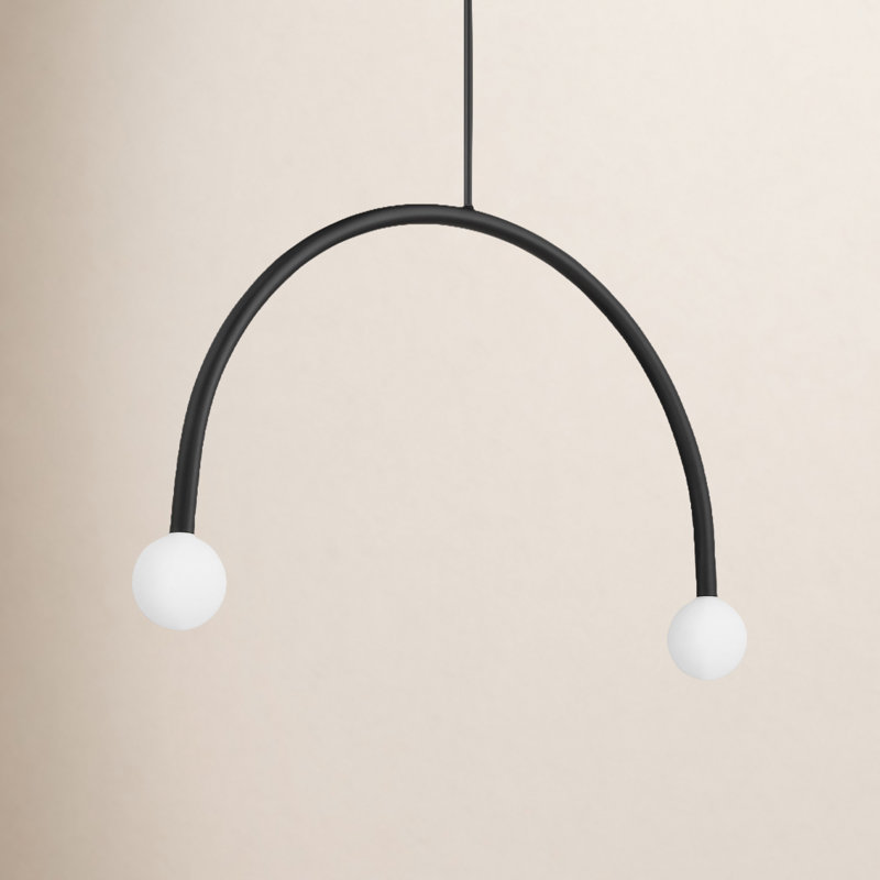 Rua 2-Light Chandelier in Matte Black, Matte Black