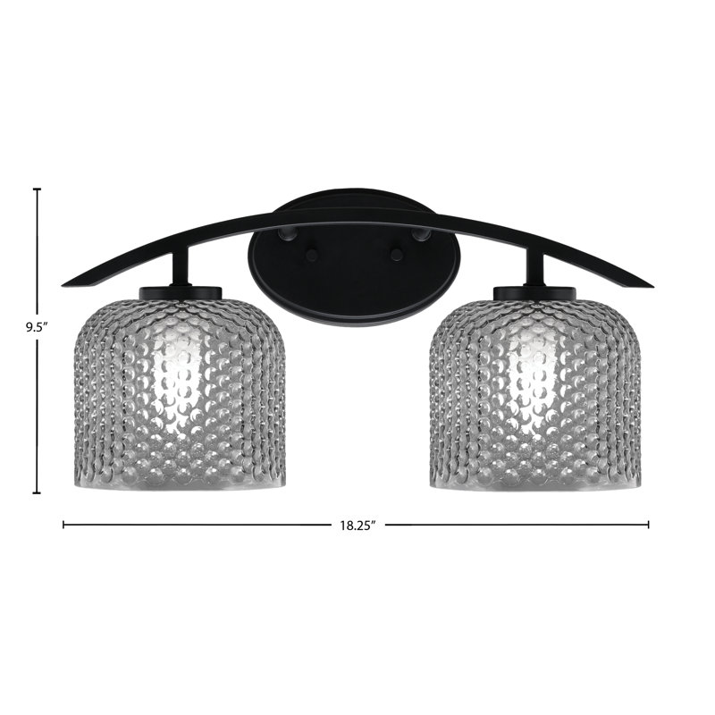 Kurve Light Bath Bar With 6" Textured Glass, Smoke, Matte Black