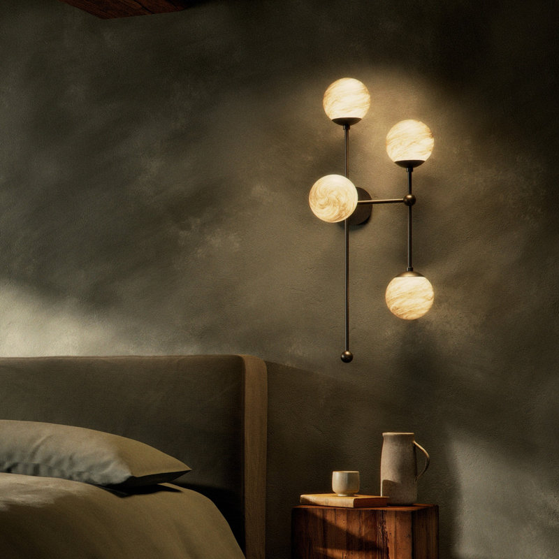 Armstrong 4 - Light Armed Sconce, Black Gunmetal, Marbled Matte