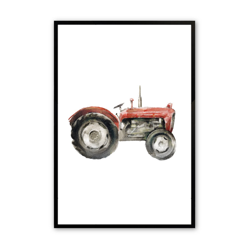 «Boalt Red Tractor», art encadré, Noir satiné, H 14 po x l 11 po x P 1,25 po