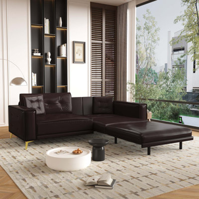 Modern Tufted Convertible Sleeper Sofa with Ultra Wide Armrests