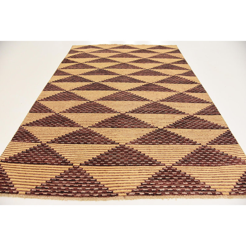 Tapis de zone one-of-kind à la main noué la new age rouge/beige 6 pi 5 po x 9 pi 6 po Nash