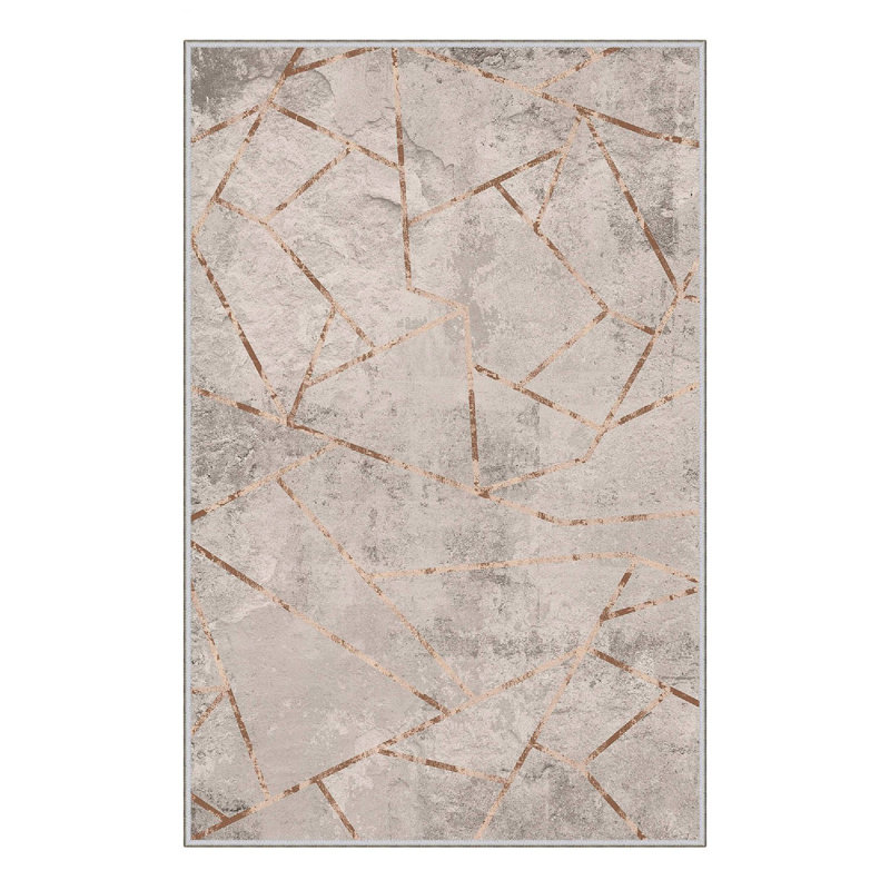 Soft Cotton Area Rug (2.6 x 4.0 ft), Mink & Brown | 100% Cotton, 1200 g/m², 0.4 in Pile Height | Antibacterial, Non-Slip PVC Underside, Machine Washable | Perfect for Living Room, Bedroom & Entryway Decor