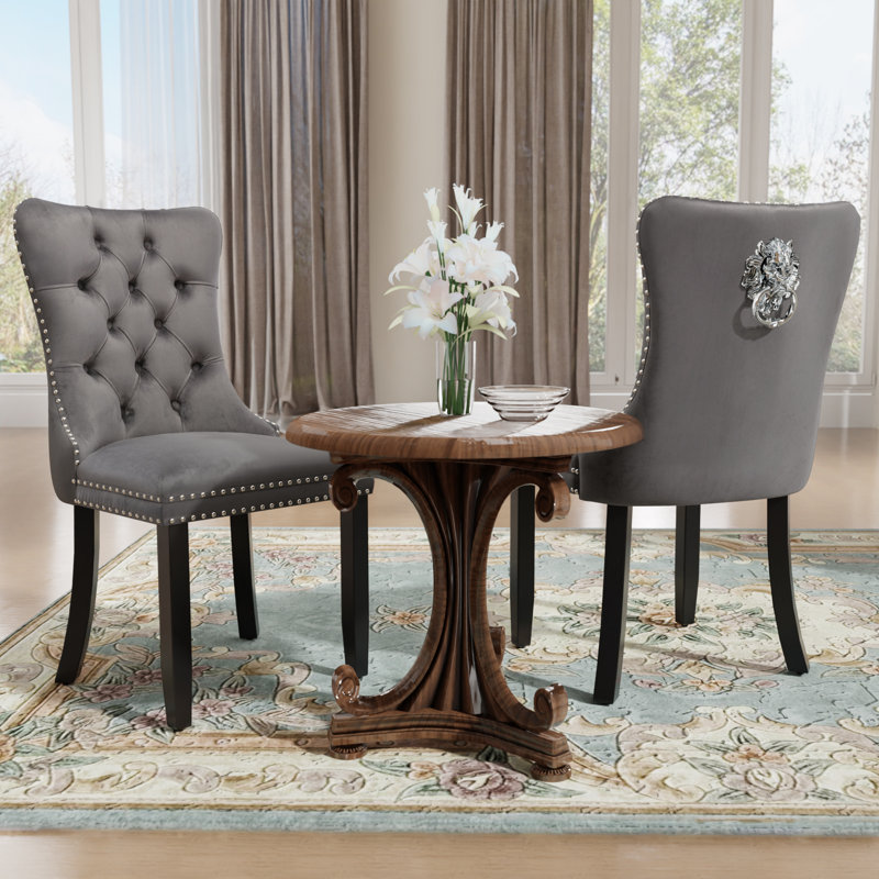 Modern Velvet Dining Chairs Dining Room Chairs Set of 4, Grey, Black