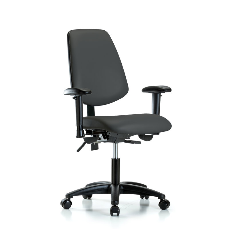 Roxana Vinyl Task Chair, Casters, Charcoal, Included