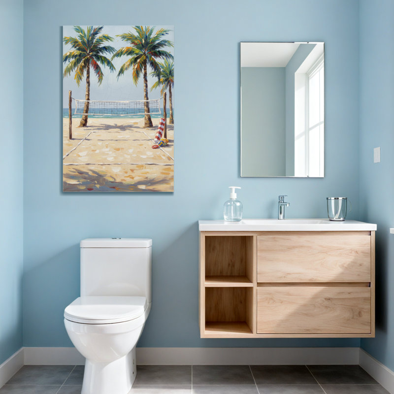 Serviette Plants & Flowers Beach Volleyball Palmiers Ocean View Sand Sunlight Shadows, H 48 po x l 32 po