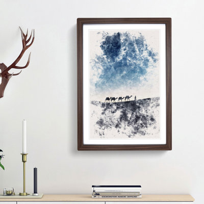 Camels Trekking In Morocco Watercolour - Picture Frame Graphic Art