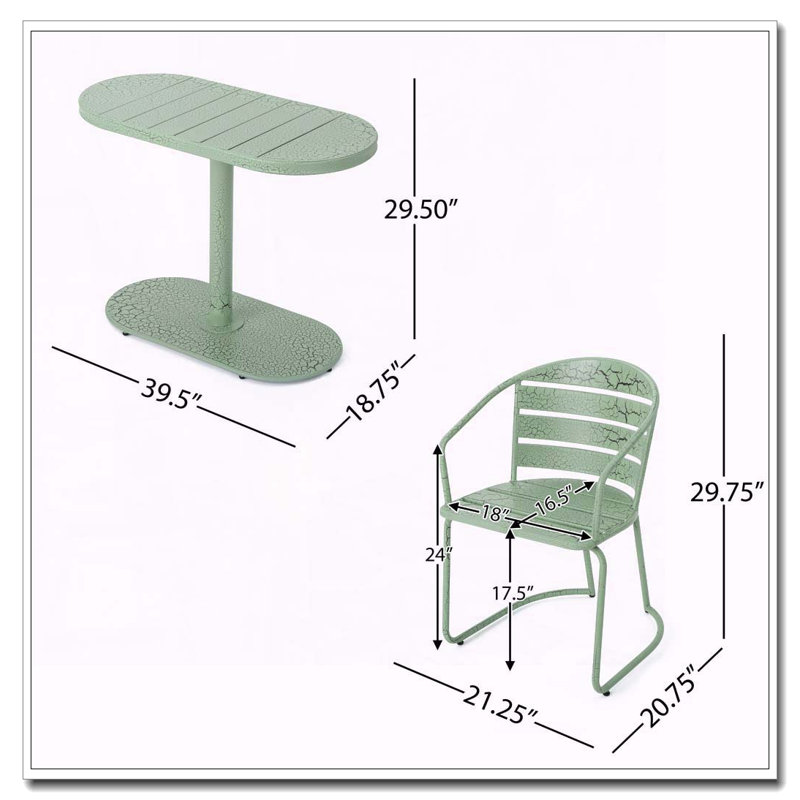 Ensemble de patio 3 pièces, Vert