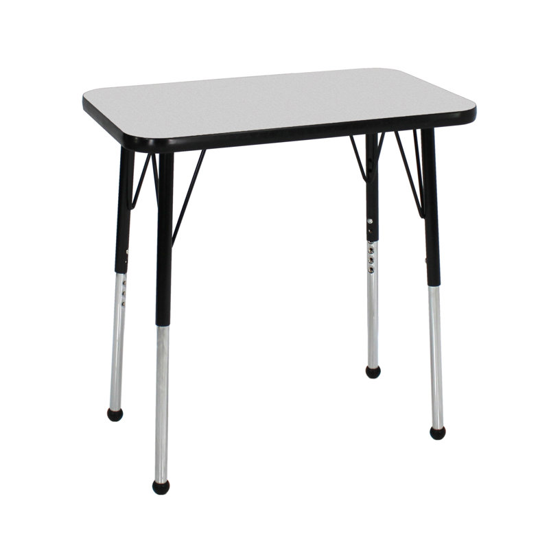 Table d'activité rectangulaire à hauteur réglable en forme de T, Gris / Noir, Roulement à bille standard, 18 po x 30 po