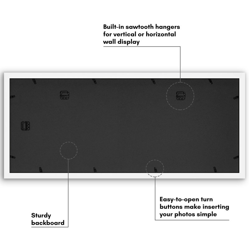 12X30 Collage Picture Frame - Fits One 8X10 Photo And Eight 4X6 Photos Or One 12X30 Photo, White