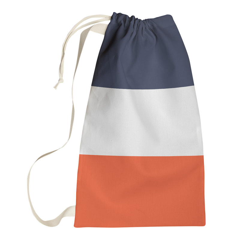 Nashville Fabric Laundry Bag with Handles, Medium (36" H x 28" W x 1.5" D), Nashville Blue/White/Orange