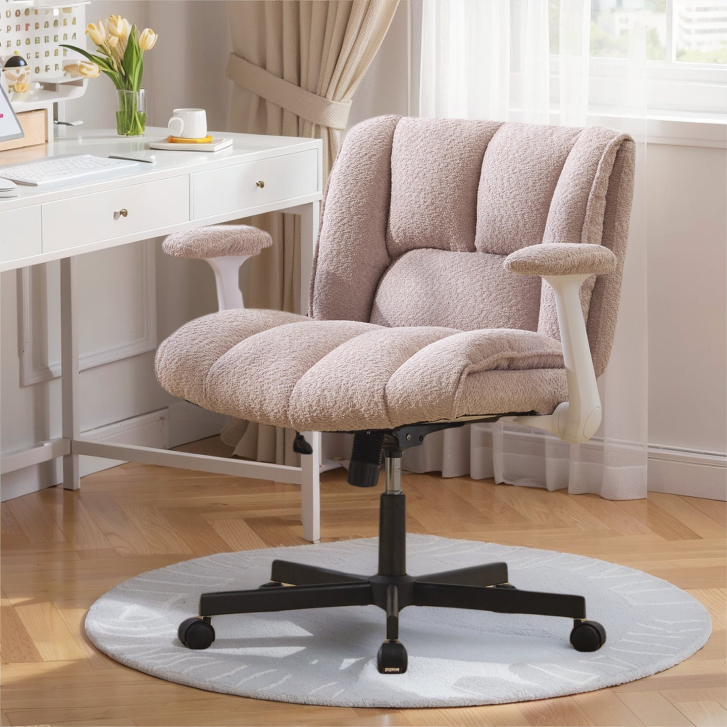 CHOOSE COLOR PINK - George Oliver Criss Cross Home Office Chair With Adjustable Backrest,Swivel Wheels And Adjustable Armrest & Reviews | Wayfair