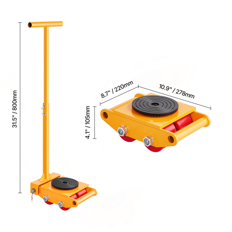 Patin de machine 13228 lb 6T Patin mécanique avec poignée Rotation à 360 °