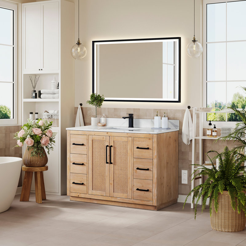 Meuble-lavabo simple 48 po avec miroir Calacatta