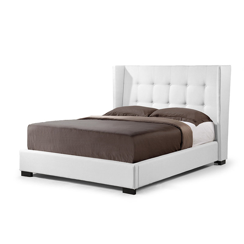 Lit plateforme tapissier Isleen, Beige clair, Reine