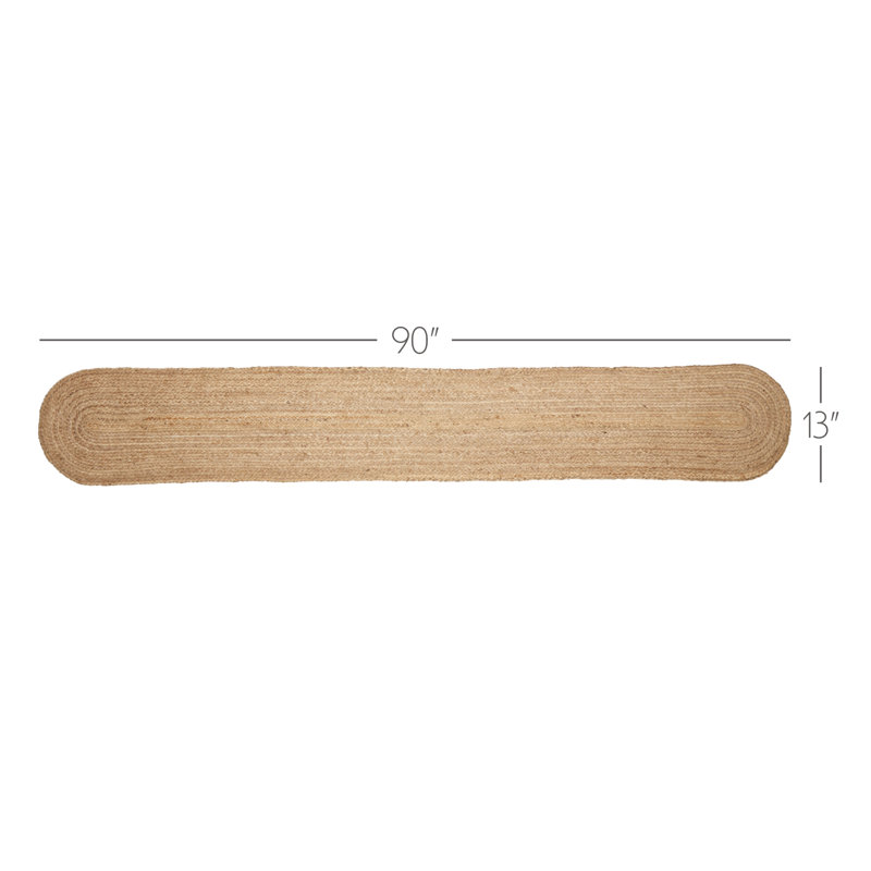 Natural Tan Braided Jute Farmhouse Table Runner, 13x90 Inches