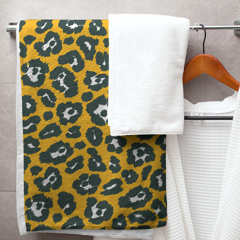 Lucida Bath Towel, Microfiber, Gold/White/Dark Green