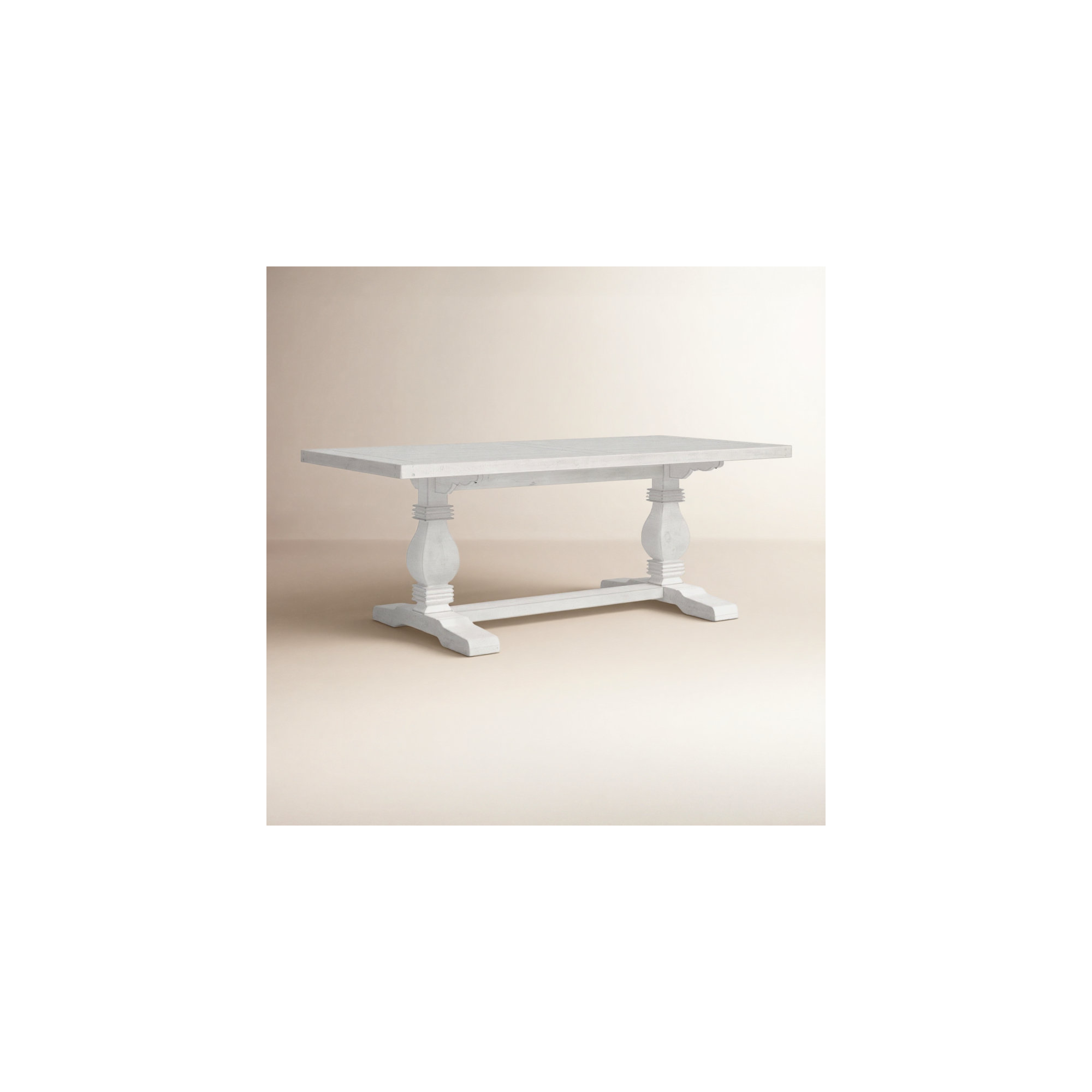 Kinston 78" Solid Wood Trestle Dining Table, Distressed Ivory