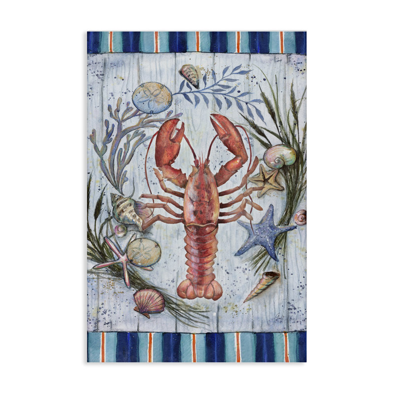 Art mural sur toile Coastal Wreath & Lobster par Geoff Allen, H 24 po x l 16 po