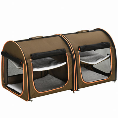Sac de transport pour chat 39 po à parois souples avec cloison, deux compartiments, coussins moelleux et sac de rangement