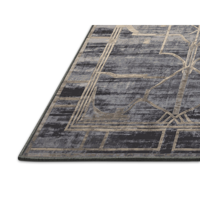 Tapis gris soyeux et moelleux, Carré 4 pi