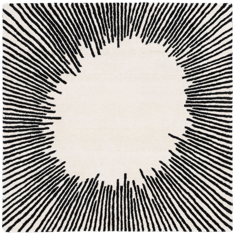 Anaee Fifth Avenue 129 Area Rug In Ivory / Black, Square 5'
