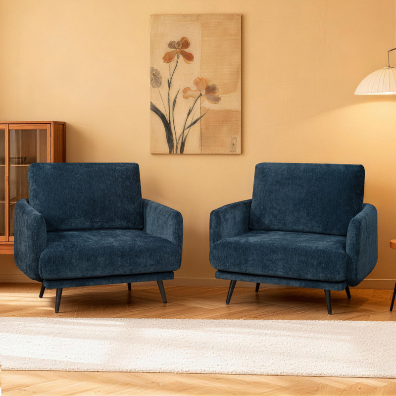 Lanaijah 37.5'' Wide Armchair, Navy Blue Chenille