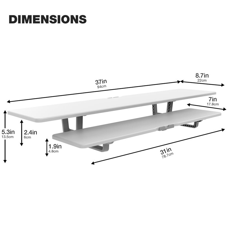 White Dual Monitor Stand with Storage and Cable Management