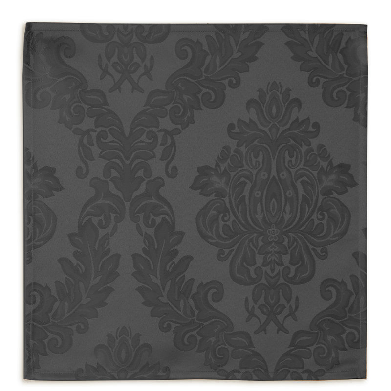 Burchfield 100% Polyester Damask Square Napkin, Gray