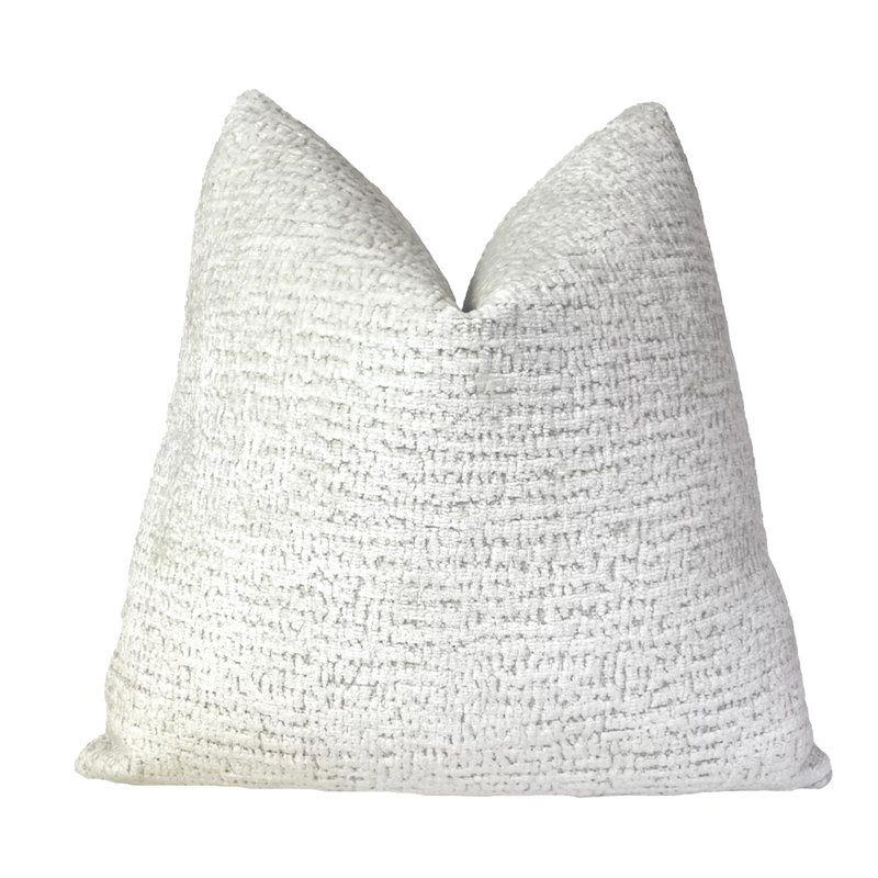 Housse de coussin en chenille unie, Blanc, H 22 po x l 22 po 2