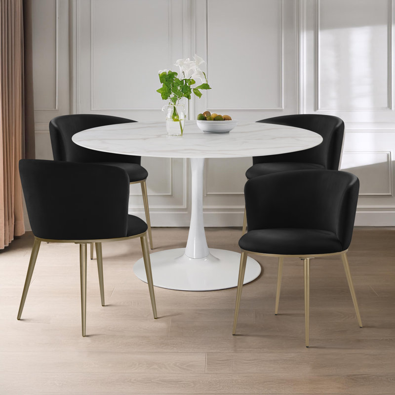 Meridian Furniture Holly Dining Table + 4 Dining Chair Set, Black