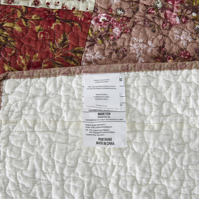 Cotton Patchwork Quilt Set, Twin Quilt + 1 Sham