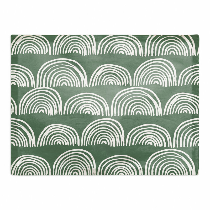 Poly Twill Abstract Rectangle Placemat, Green