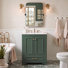 24"W Green Bathroom Vanity With Ceramic Sink Combo Freestanding Storage Cabinet Set With Mirror