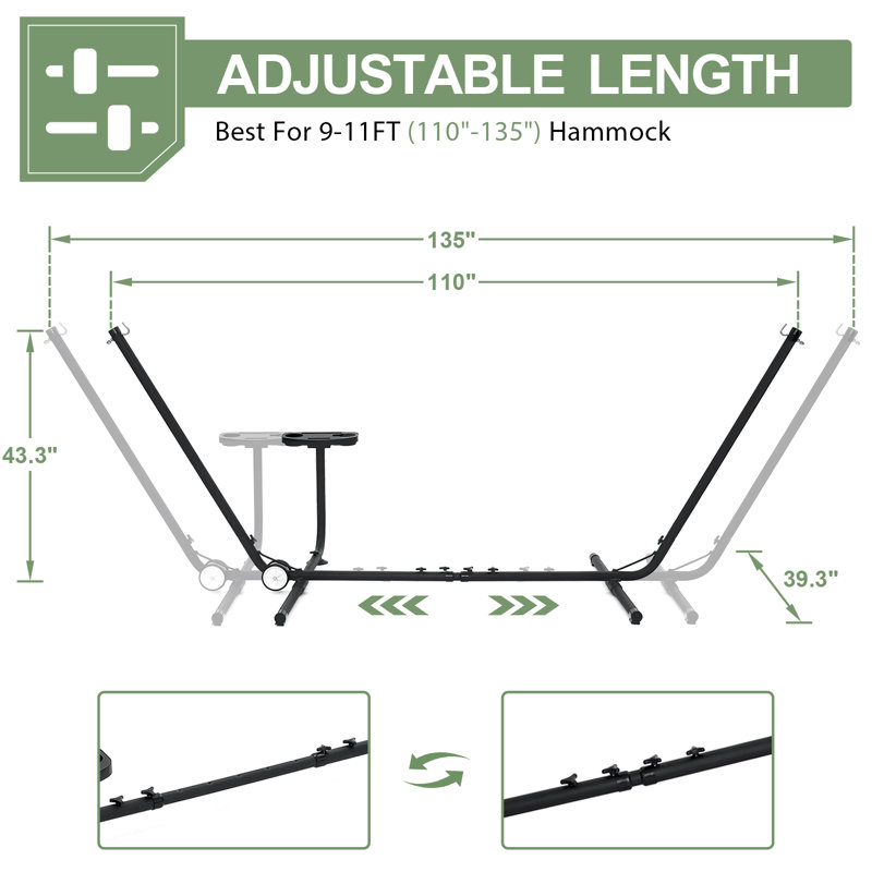 9-11Ft Adjustable Metal Hammock Stand