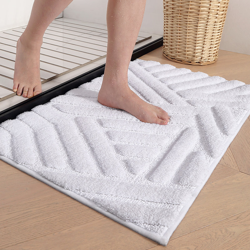 Tapis pour salle de bain Ibnou, Blanc, L 32 po x l 20 po