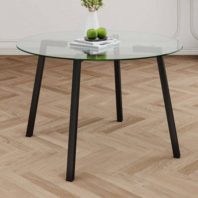 Transparent Tempered Glass Round Dining Table