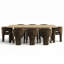 Ensemble de table de salle à manger extensible en placage de bois de 78" à 96" avec 8 fauteuils sculpturaux en chenille