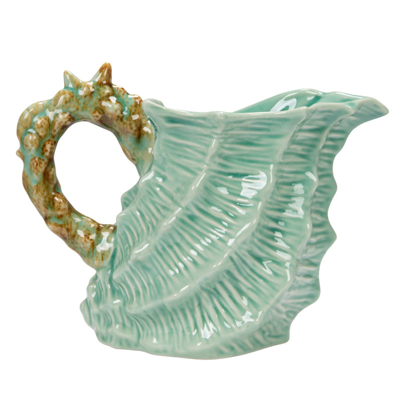 Stoneware Shell‑Shaped Pitcher With Starfish & Shell Handle