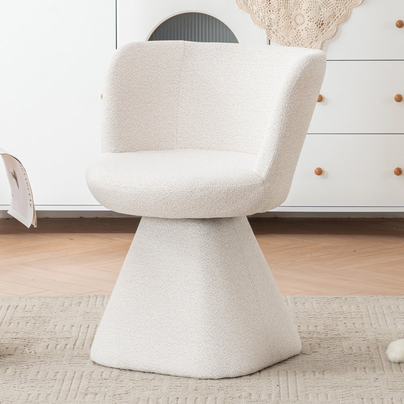 Upholstered  360° Swivel Barrel Accent Chair, Beige