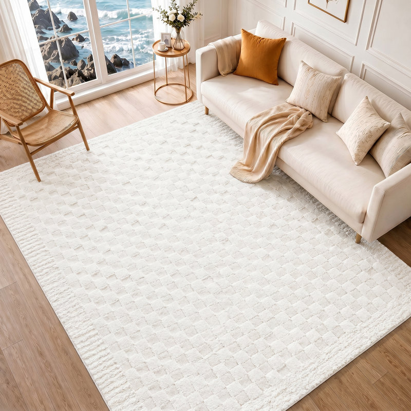 Checkered Ivory/White, Rectangle 160 x 213cm